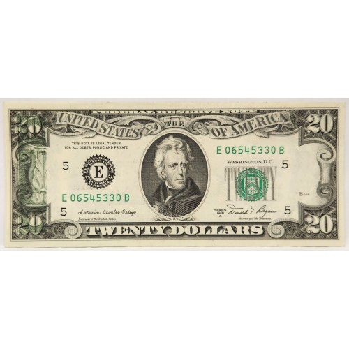 UNITED STATES 1991 . TWENTY 20 DOLLARS BANKNOTE . ERROR . WET INK ...