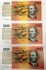 AUSTRALIA 1991 . TWENTY 20 DOLLAR BANKNOTES . FRASER/COLE . CONSECUTIVE TEN