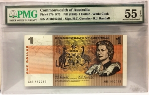 AUSTRALIA 1968 . ONE 1 DOLLAR BANKNOTE . COOMBS/RANDALL . SEALED
