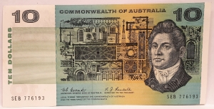 AUSTRALIA 1967 . TEN 10 DOLLAR BANKNOTE . COOMBS/RANDALL