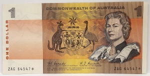 AUSTRALIA 1967 . ONE 1 DOLLAR BANKNOTE . COOMBS/RANDALL . STAR NOTE 