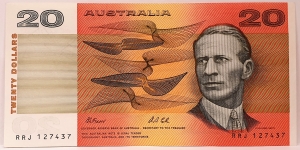 AUSTRALIA 1991 . TWENTY 20 DOLLAR BANKNOTE . ERROR . MISSING SOME COLOUR SIMULATIONS