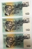 AUSTRALIA 1966 . TEN 10 DOLLAR BANKNOTE . COOMBS/WILSON . CONSECUTIVE FIVE . FIRST PREFIX SAA