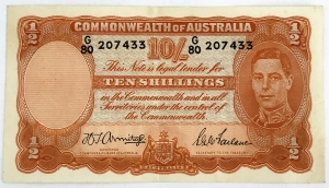 AUSTRALIA 1942 . TEN 10 SHILLINGS BANKNOTE . ARMITAGE/McFARLANE
