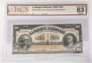 CANADA 1922 . TEN 10 DOLLARS . SPECIMEN BANKNOTE