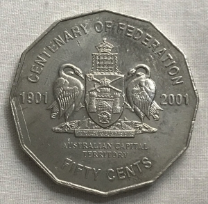 AUSTRALIA 2001 . FIFTY 50 CENTS COIN . CENTENARY OF FEDERATION A.C.T
