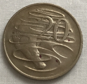 AUSTRALIA 1971 . TWENTY 20 CENTS COIN . PLATYPUS