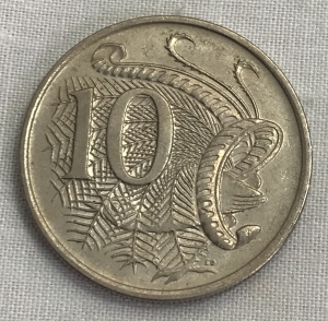 AUSTRALIA 1967 . TEN 10 CENTS COIN . LYREBIRD