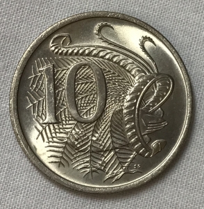 AUSTRALIA 1973 . TEN 10 CENTS COIN . LYREBIRD