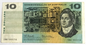 AUSTRALIA 1966 . TEN 10 DOLLARS BANKNOTE . COOMBS/WILSON . FIRST PREFIX SAA