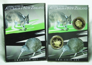 AUSTRALIA AND NEW ZEALAND . 2005 . LIVING ICONS . 2 COIN SET