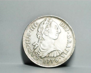 BOLIVIA 1776 . EIGHT 8 REALES COIN . CARLOUS III . FANTASY COIN . BIG NOSE