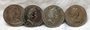 NEW ZEALAND 1974 - 1980 . ONE 1 DOLLAR COINS . UNCIRCULATED