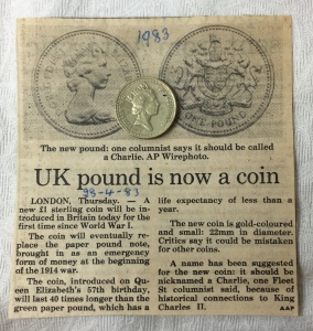 GREAT BRITAIN UK ENGLAND 1989 . ONE 1 POUND COIN and MISCELLANEOUS INFORMATION