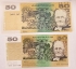 AUSTRALIA 1993 . FIFTY 50  DOLLAR BANKNOTE . ERROR . MISSING INK . FIRST ERROR LIKE THIS