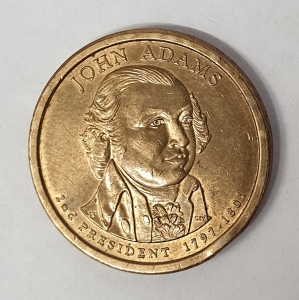 UNITED STATES OF AMERICA 2001 . ONE 1 DOLLAR COIN . JOHN ADAMS