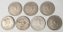 HONG KONG 1960 . ONE 1 DOLLAR COINS . 7 COINS . CIRCULATED CONDITION