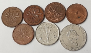 CANADA 1965 - 2005 . FIVE 5 CENTS TO TWENTY-FIVE 25 CENTS . SINGLE OR COMMEMORATIVE COIN