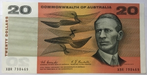 AUSTRALIA 1967 . TWENTY  20 DOLLARS BANKNOTE . COOMBS/RANDALL