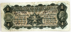AUSTRALIA 1927 . ONE 1 POUND BANKNOTE . RIDDLE/HEATHERSHAW