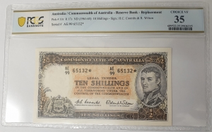 AUSTRALIA 1961 . TEN 10 SHILLINGS BANKNOTE . COOMBS/WILSON . STAR NOTE / REPLACEMENT NOTE