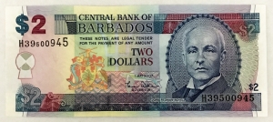 BARBADOS 2007 . TWO 2 DOLLARS BANKNOTE