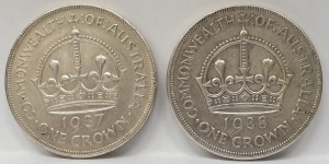 AUSTRALIA 1937 and 1938 . CROWNS . VERY SCARCE