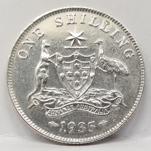 AUSTRALIA 1935 . ONE 1 SHILLING . FULL 8 PEARLS and CENTRE DIAMOND