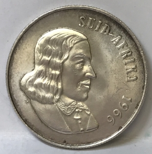 SOUTH AFRICA 1966 . ONE 1 RAND COIN . LOW MINTAGE