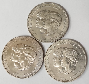GREAT BRITAIN UK ENGLAND 1981 . CROWNS . 3x PRINCE CHARLES and LADY DIANA