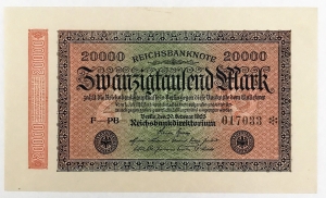 GERMANY 1923 . TWENTY THOUSAND 20,000 MARK BANKNOTE
