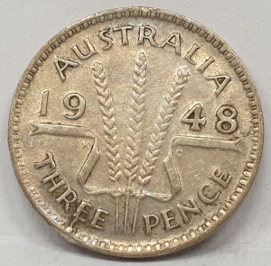 AUSTRALIA 1948 . THREEPENCE . aUNCIRCULATED