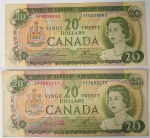 CANADA 1969 . TWENTY 20 DOLLARS BANKNOTES . LAWSON / BOUEY