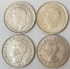 AUSTRALIA 1939, 1944, 1949, 1954 . THREEPENCE . 4 COINS