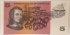 AUSTRALIA 1967 . FIVE 5 DOLLARS BANKNOTE . COOMBS/RANDALL . MINOR INK TRANSFER