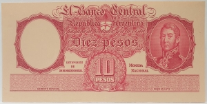 ARGENTINA 1935 . TEN 10  PESOS BANKNOTE . SPECIMEN