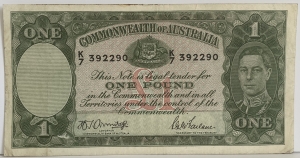 AUSTRALIA 1942 . ONE 1 POUND BANKNOTE . ARMITAGE/McFARLANE