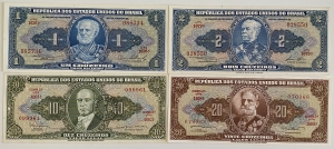 BRAZIL 1953-1959 . ONE 1 - TWENTY 25 CRUZIEROS BANKNOTES