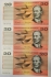 AUSTRALIA 1966 . TWENTY 20 DOLLARS BANKNOTES . COOMBS/WILSON . CONSEC TRIO . FIRST PREFIX XAA