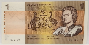 AUSTRALIA 1982 . ONE 1 DOLLAR BANKNOTE . JOHNSTON/STONE . LAST PREFIX DPS 