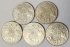 AUSTRALIA 1966 . FIFTY 50 CENTS COINS . VARIETY . DOUBLE BAR . 5 ROUND COINS