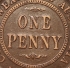 AUSTRALIA 1920 . ONE 1 PENNY . VARIETY . DOUBLE DOT . 6 PEARLS . PART DIAMOND