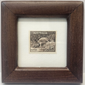 AUSTRALIA 1937 - 1955 . NINE 9 D SHILLINGS . STAMP . IN FRAME