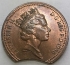 GREAT BRITAIN UK ENGLAND 1986 . ONE 1 PENNY . ERROR . CLIPPED PLANCHET
