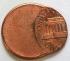 UNITED STATES OF AMERICA 1991 . ONE 1 CENT COIN . ERROR . 70% MIS-STRIKE